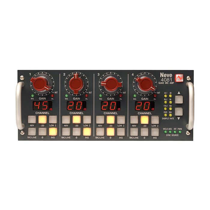 Neve 4081 Quad Mic Pre Front showing controls,Neve 4081 Rear showing connections