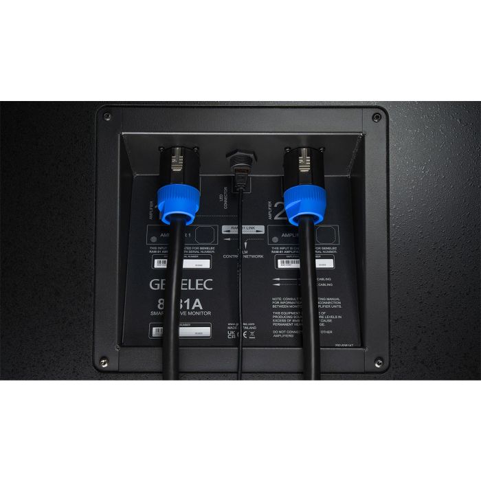 Genelec 8381AM, rear panel with cables,Genelec 8381AM, rear panel no cables,Genelec 8381AW,Genelec 8381AW