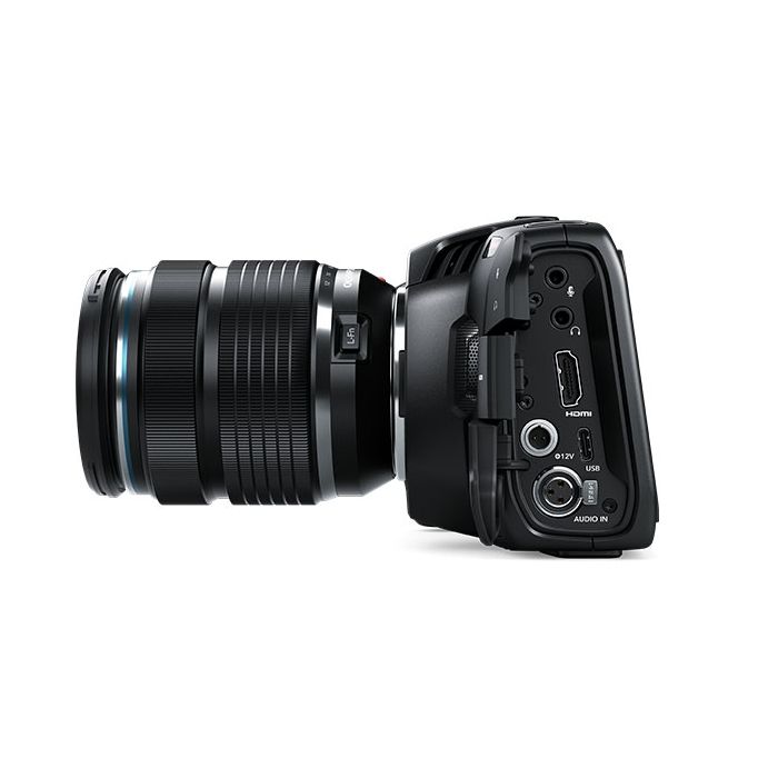 Blackmagic Design Pocket Cinema Camera 4K side left,Blackmagic Design Pocket Cinema Camera 4K top,Blackmagic Design Pocket Cinema Camera 4K front angle,Blackmagic Design Pocket Cinema Camera 4K rear