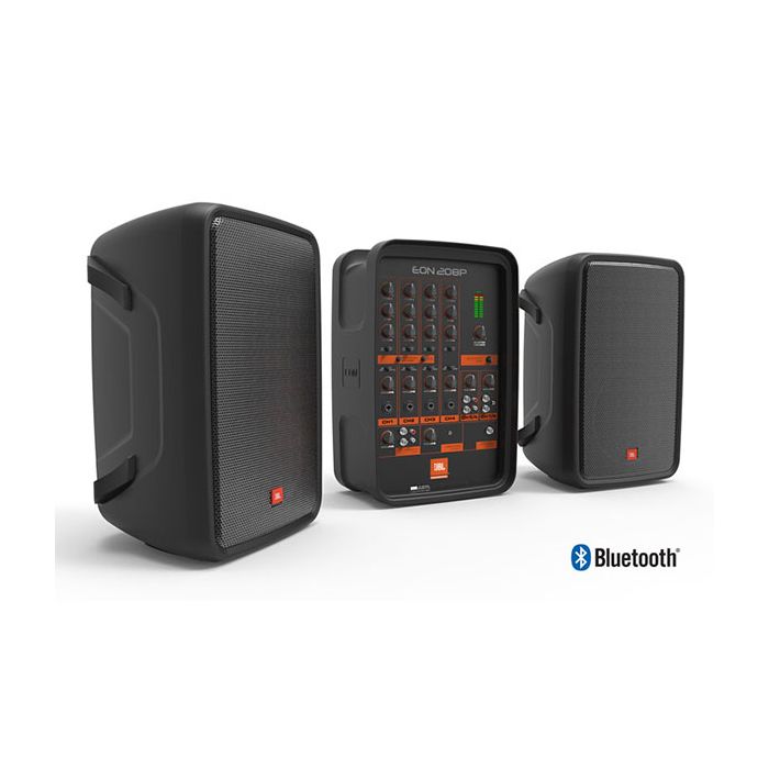 JBL Pro EON208P speaker and mixer