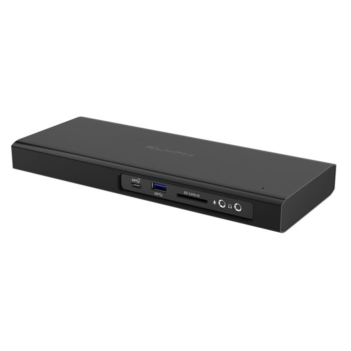 Glyph Thunderbolt 3 NVMe Dock front,Glyph Thunderbolt 3 NVMe Dock rear,Glyph Thunderbolt 3 NVMe Dock in situ