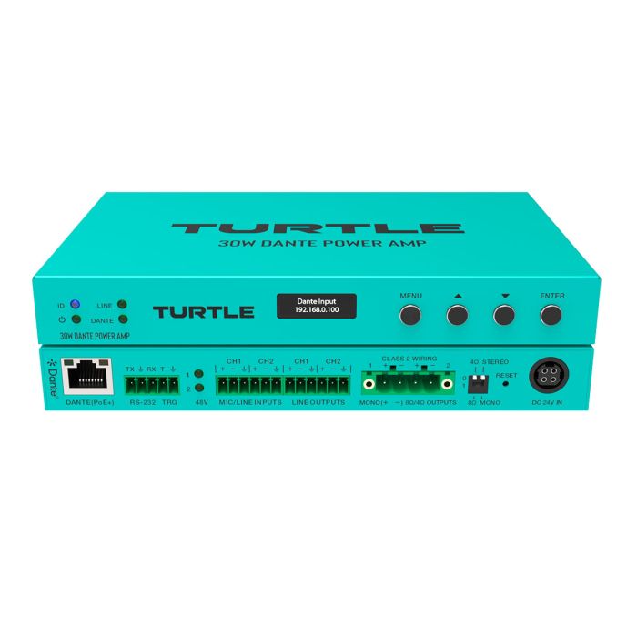 Turtle AV PoE+ Dante Power Amp 30W